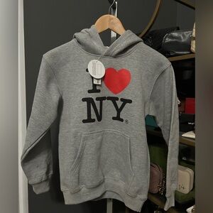 NWT I love NY hoodie sweatshirt gray kids large 14-16